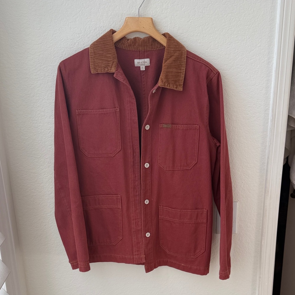 Brixton Brick Red Jacket with Brown Corduroy Collar
